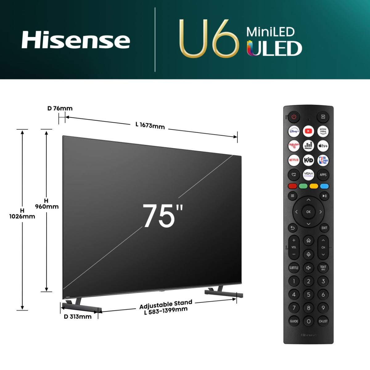 Hisense mini-led UHD 4k 75U6NQ - Afbeelding 2