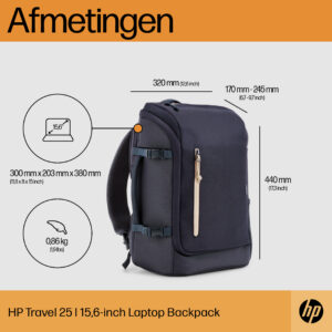 HP travel 25l 15.6 iron grey laptop back - Afbeelding 4