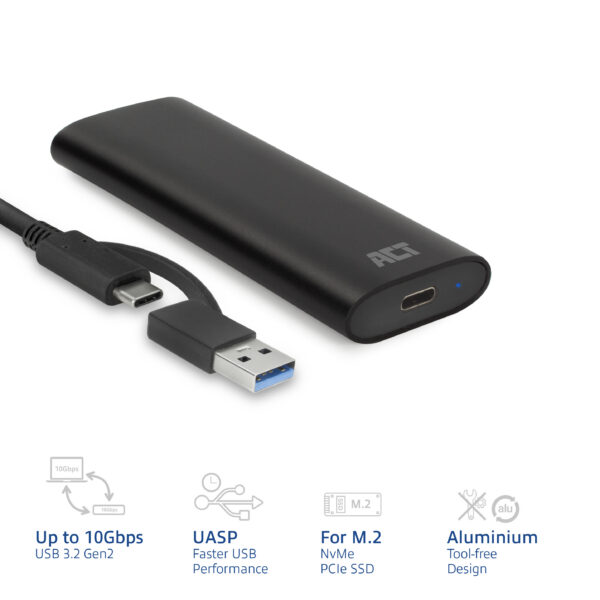 Act usb-c m.2 nvme / pcie ssd enclosure