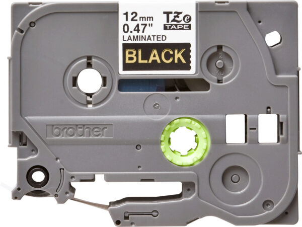 Brother tape/12mm gold on black f p-touc
