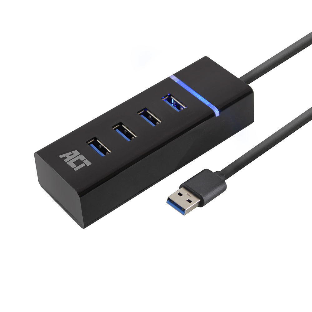 Act usb hub 3.2, 4x usb-a, zwart - Afbeelding 1
