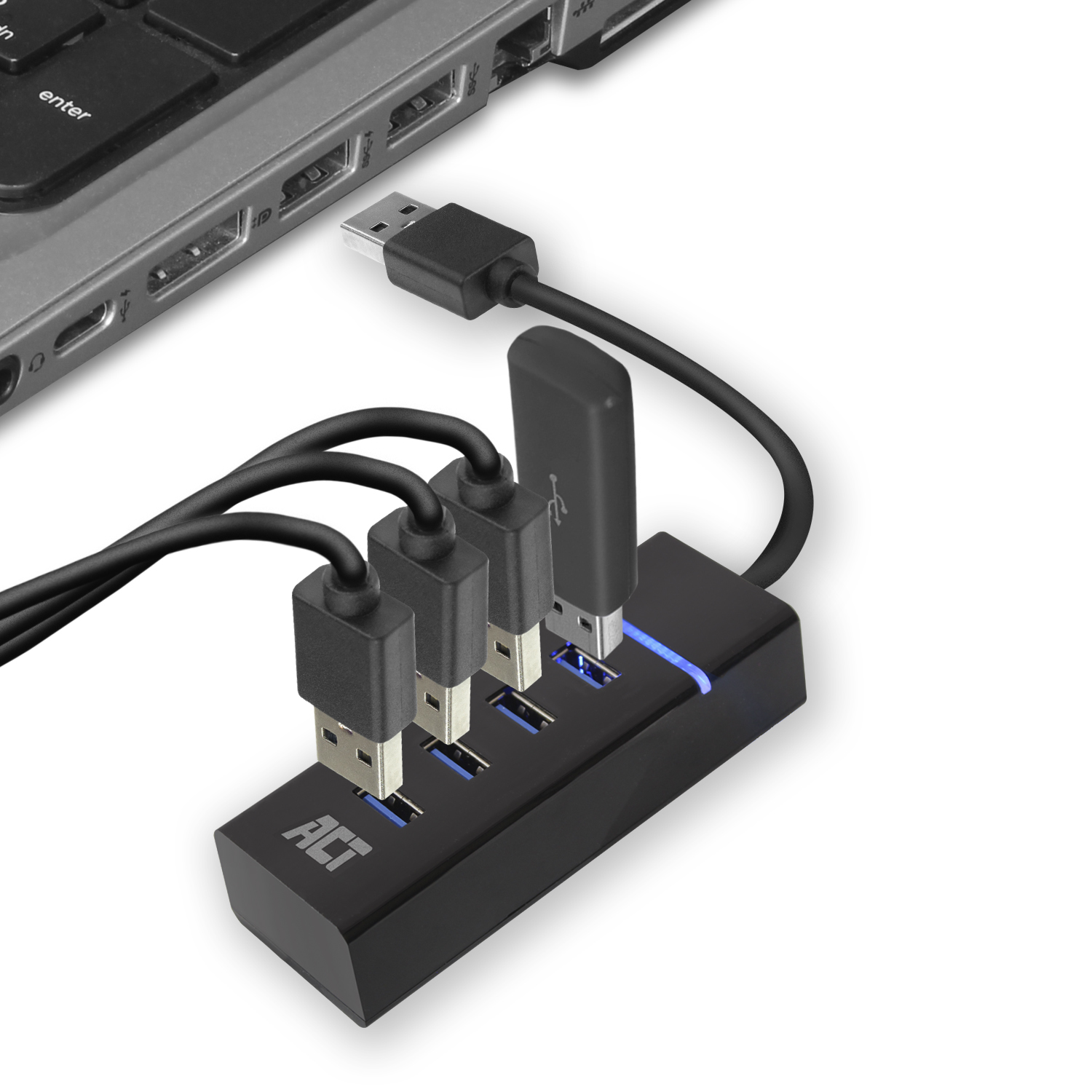 Act usb hub 3.2, 4x usb-a, zwart - Afbeelding 3