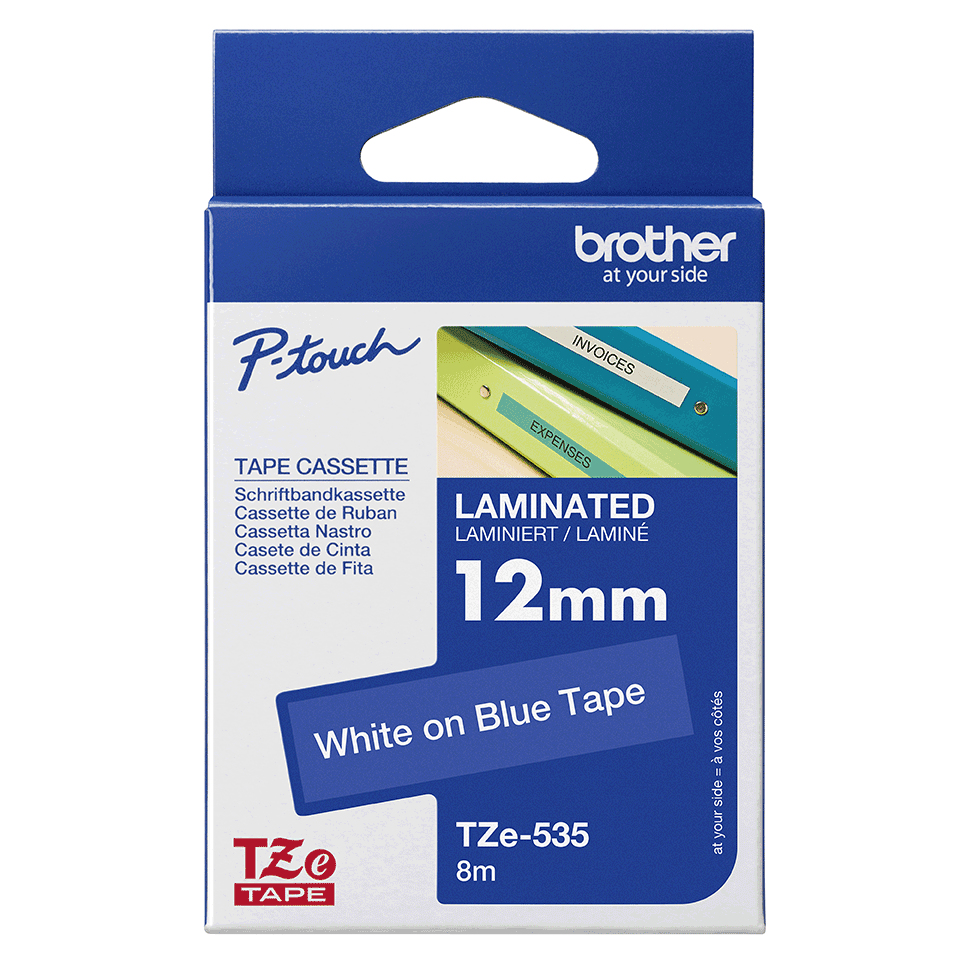 Brother tape/12mm white on blue f p-touc - Afbeelding 3