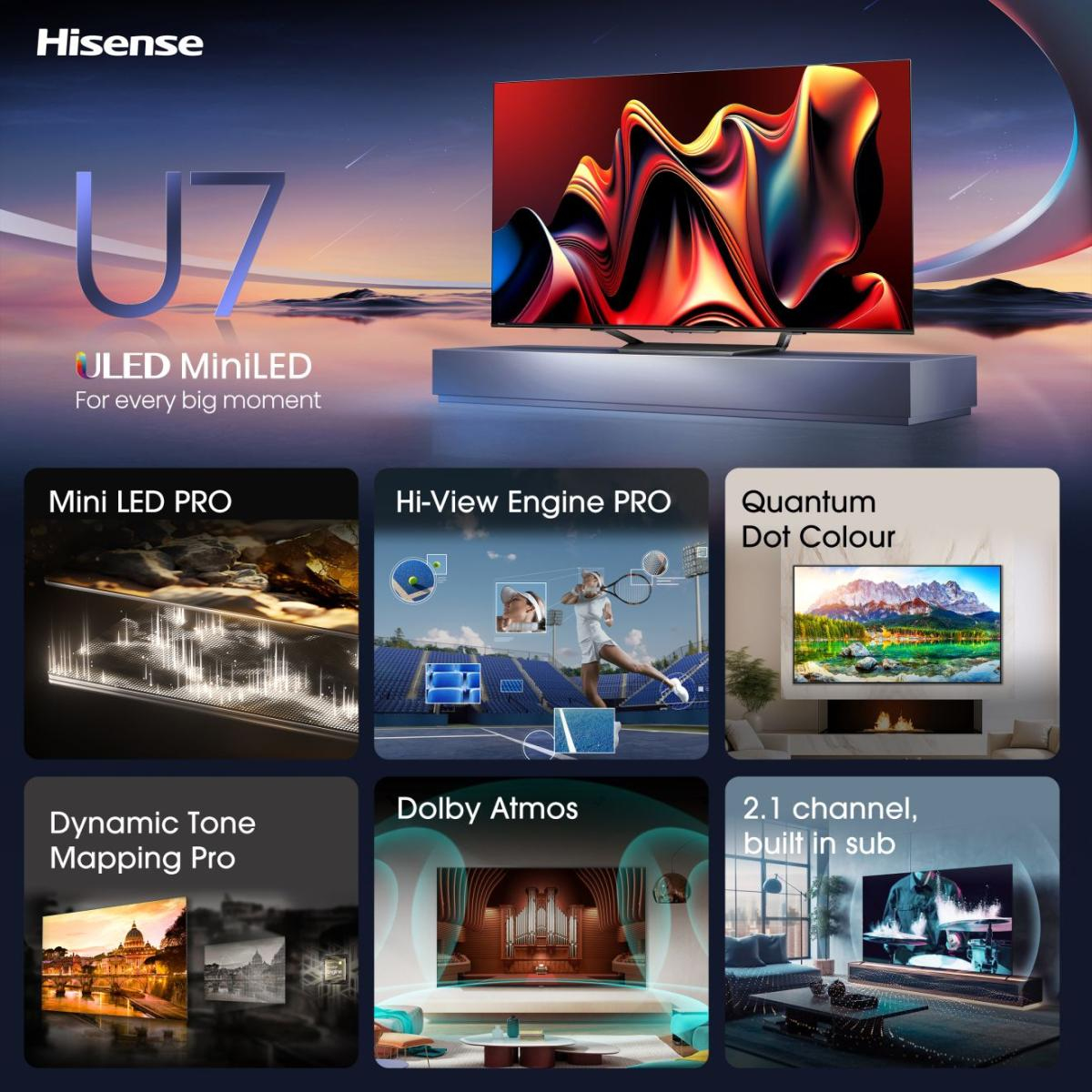 Hisense mini-led UHD 4k 55U7NQ - Afbeelding 4